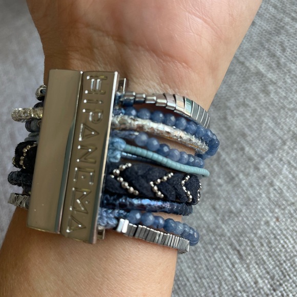 Hipanema Blue Stone Beaded Stack Magnetic Clasp Bracelet - Picture 3 of 8